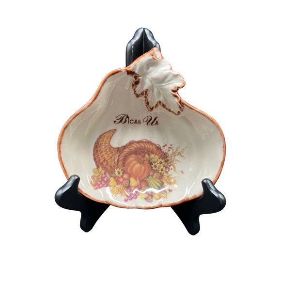 Cracker Barrel Pumpkin Shaped Dish Cornucopia "Bless Us" Inside - Good Condition - Picture 1 of 2